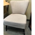 Beige Grey Wide Armless Reception Accent Chair with Black Legs